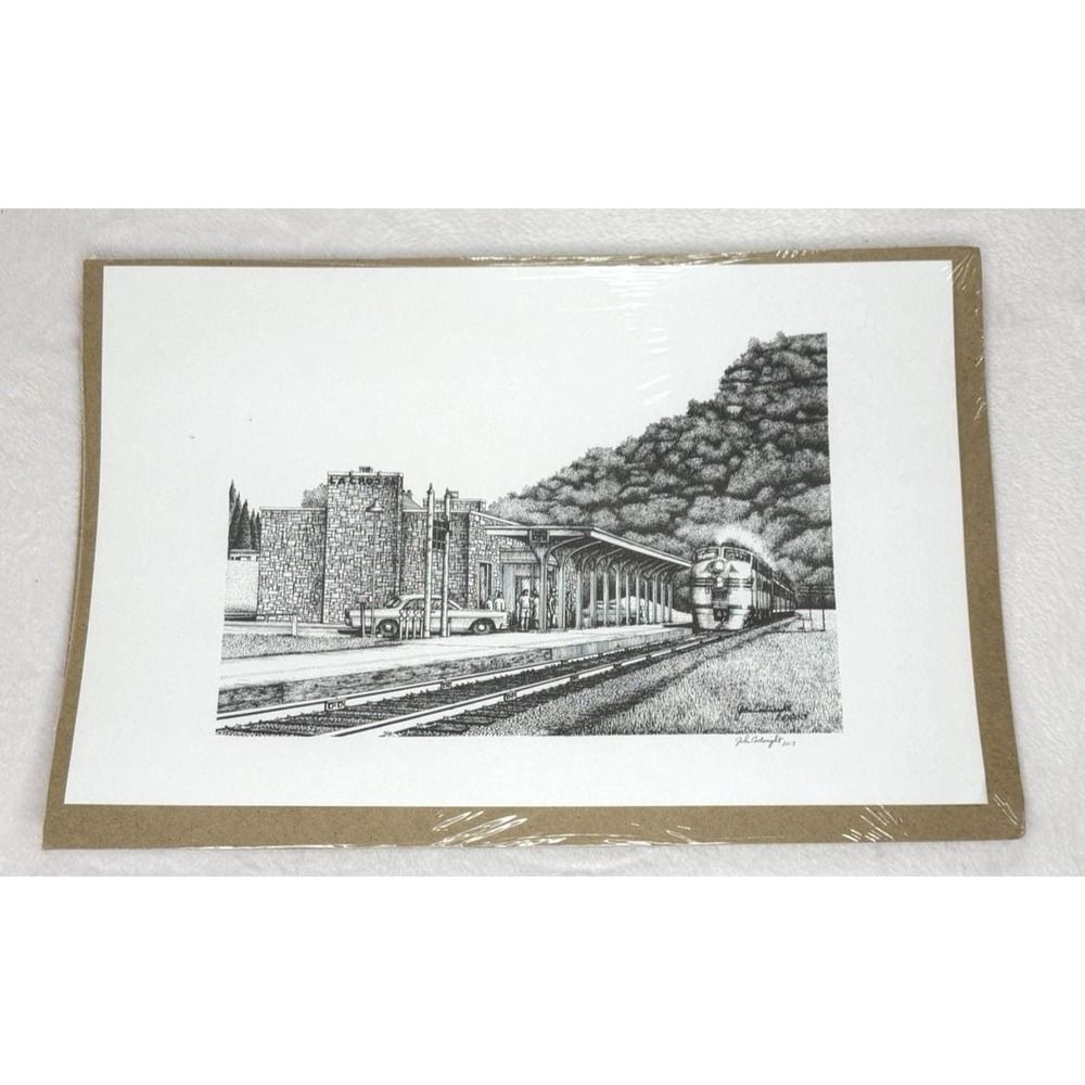 John Cartwright La Cross WI Railroad Train Depot 17x11" Black & White New